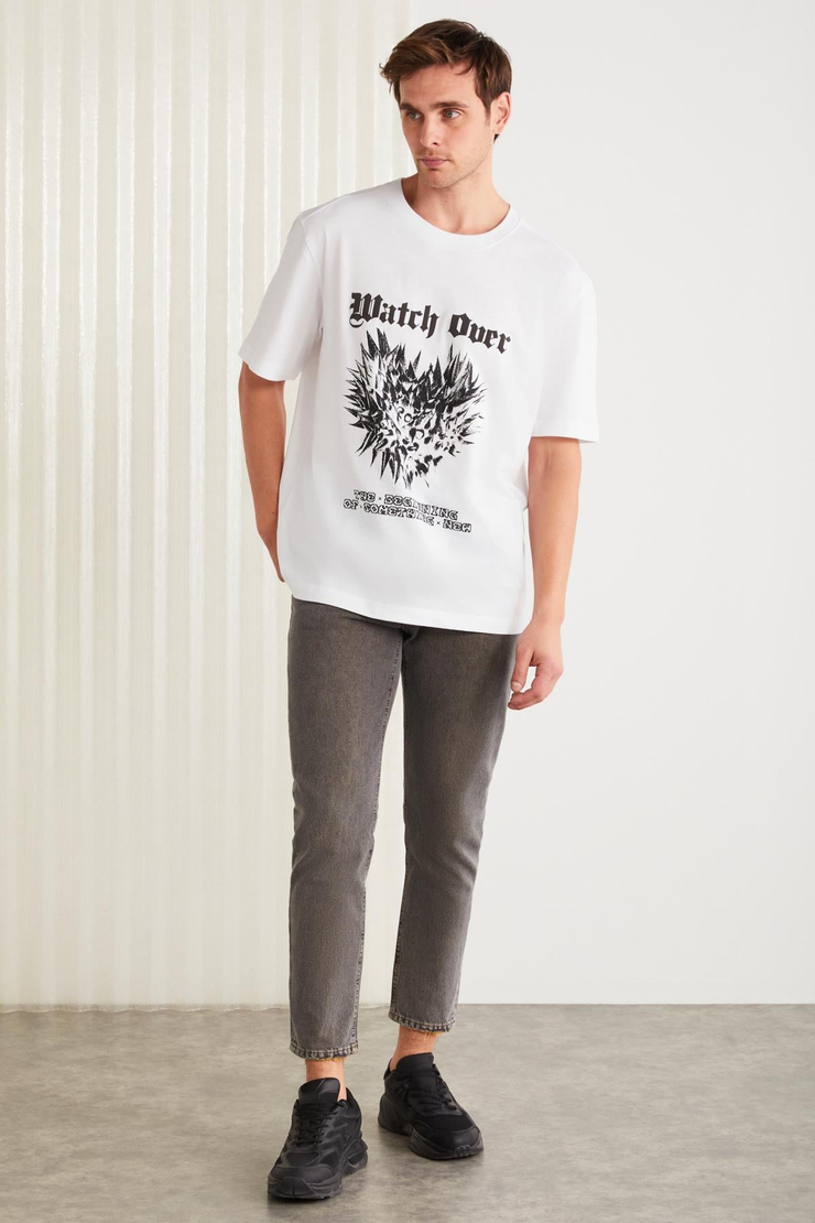 CLIENT Basic Regular Beyaz Tekli T-Shirt