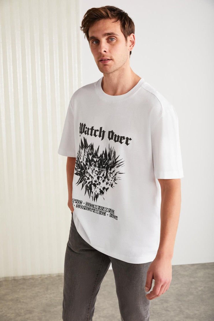 CLIENT Basic Regular Beyaz Tekli T-Shirt