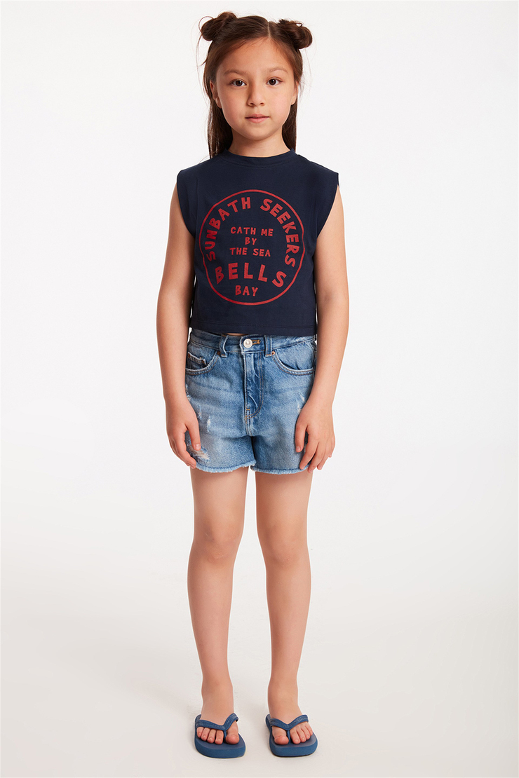 COAST Çocuk Lacivert Baskılı Yuvarlak Yaka Comfort Fit T-Shirt