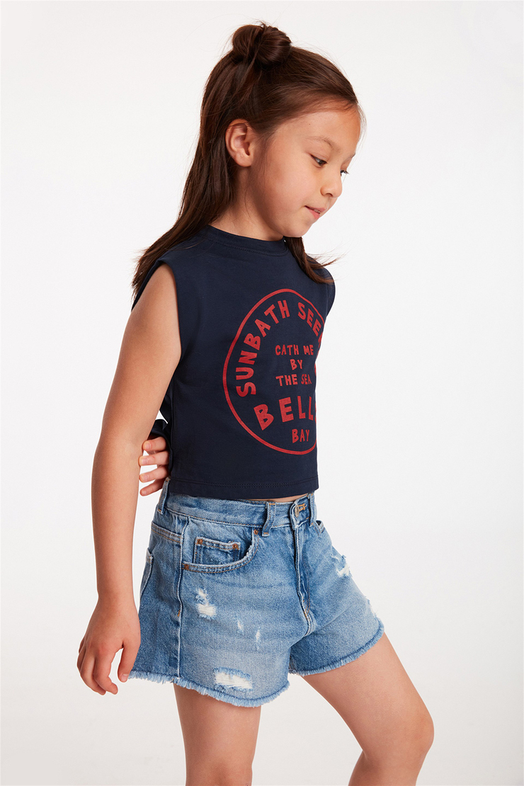 COAST Çocuk Lacivert Baskılı Yuvarlak Yaka Comfort Fit T-Shirt