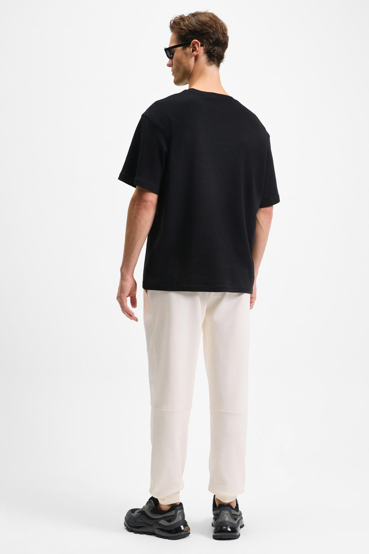 CODY Erkek Regular Fit Özel Dokulu Kalın Kumaşlı Önü Nakış Ve Baskılı Organik Pamuklu Siyah T-Shirt