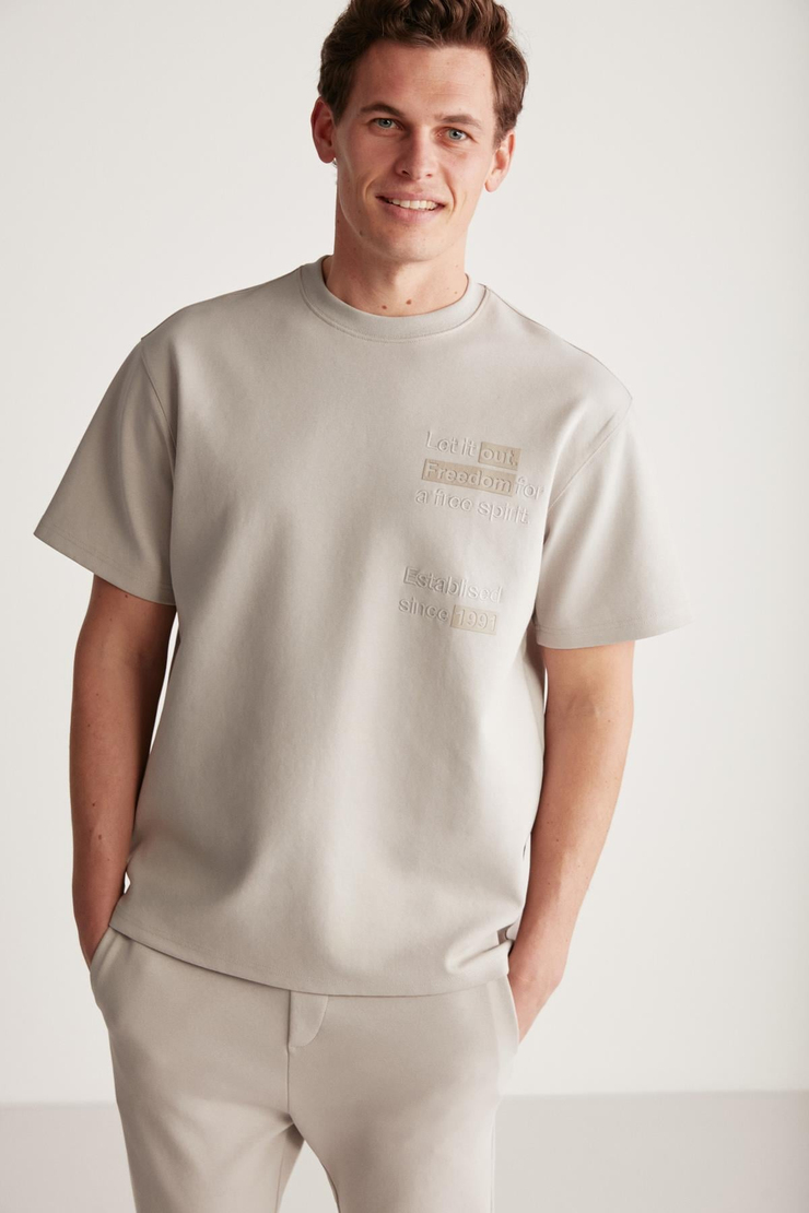 CODY  Relaxed Gri Tekli T-Shirt