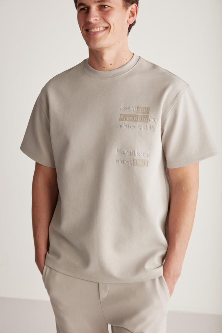 CODY  Relaxed Gri Tekli T-Shirt