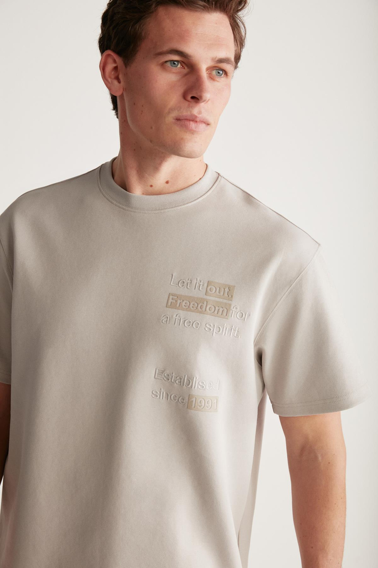 CODY  Relaxed Gri Tekli T-Shirt