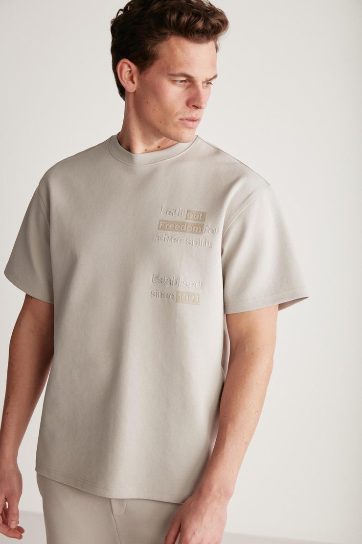 CODY  Relaxed Gri Tekli T-Shirt