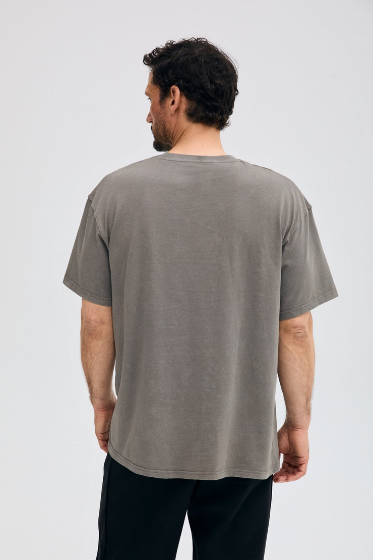 COLMAR Erkek %100 Organik Pamuklu Yıkamalı Baskı Detaylı Antrasit T-Shirt