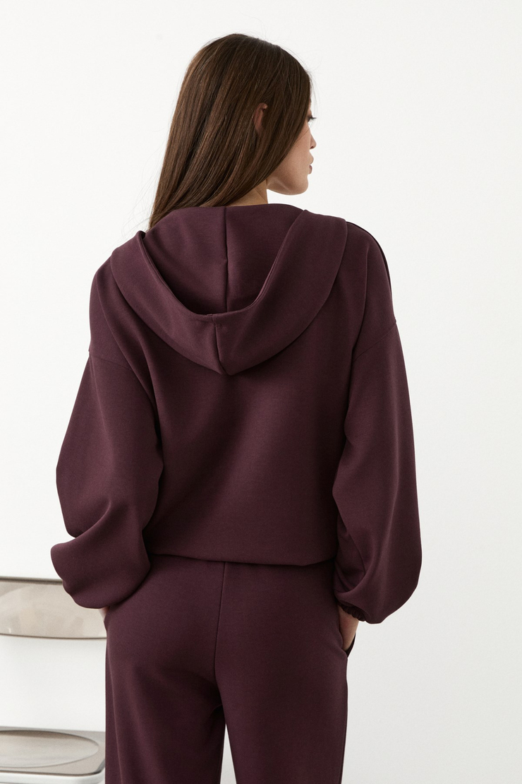COMFY Kadın Yumuşak Ve Esnek Kumaşlı Çift Cepli Beli Lastikli Relaxed Fit Bordo Eşofman Altı