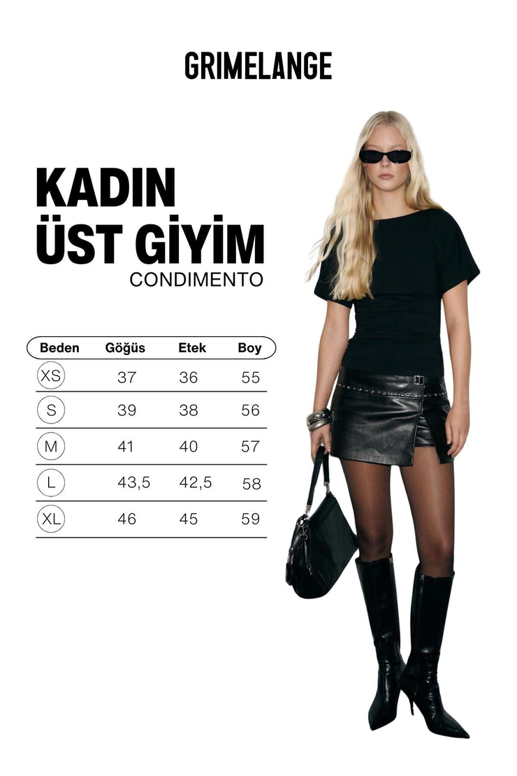 CONDIMENTO Kadın Yumuşak Ve Esnek Kumaşlı Büzgülü Slim Fit Siyah Bluz