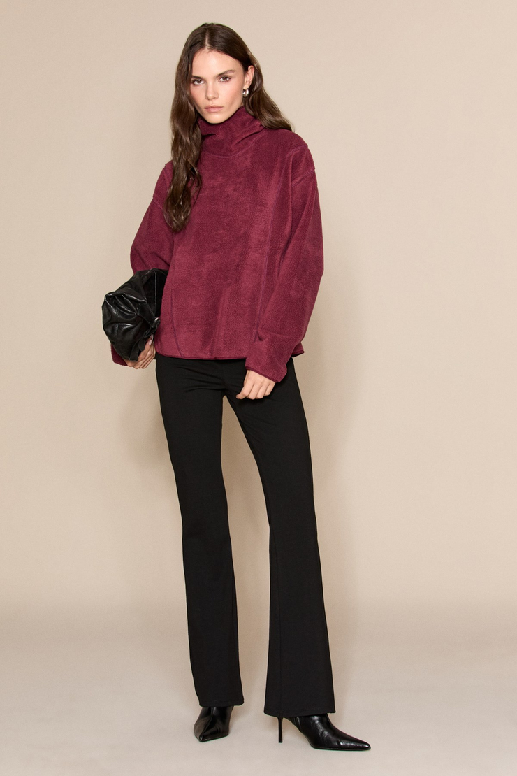 CRANS Kadın Kapüşonlu Polar Bordo Sweatshirt