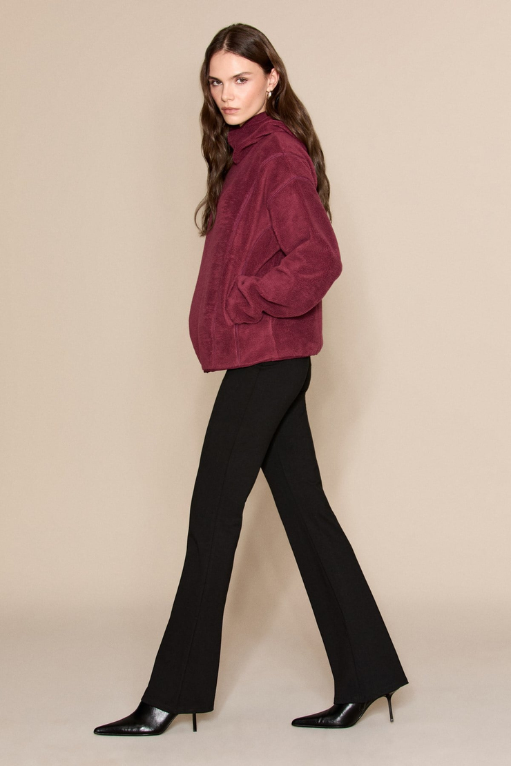 CRANS Kadın Kapüşonlu Polar Bordo Sweatshirt