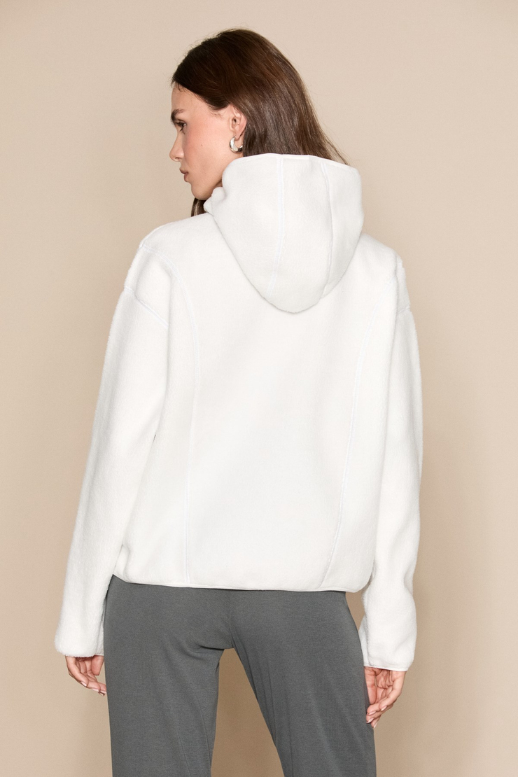 CRANS Kadın Kapüşonlu Polar Ekru Sweatshirt