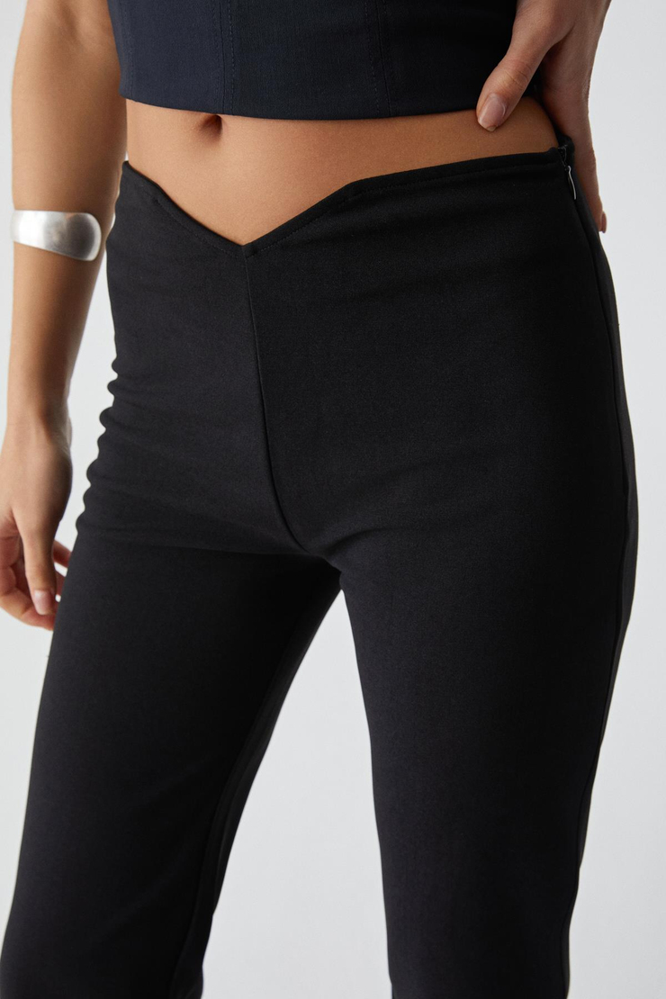 CREPSY Kadın Slim Kısa Paça Yüksek Bel Kısa Siyah Pantolon