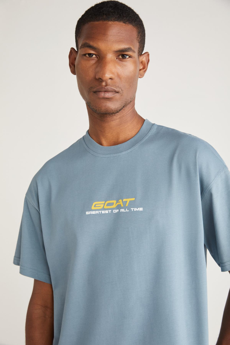 CROSBY Basic Oversize Mavi Tekli T-Shirt