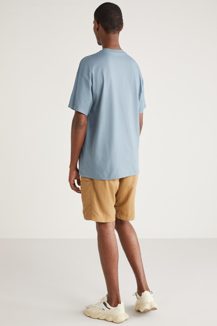 CROSBY Basic Oversize Mavi Tekli T-Shirt