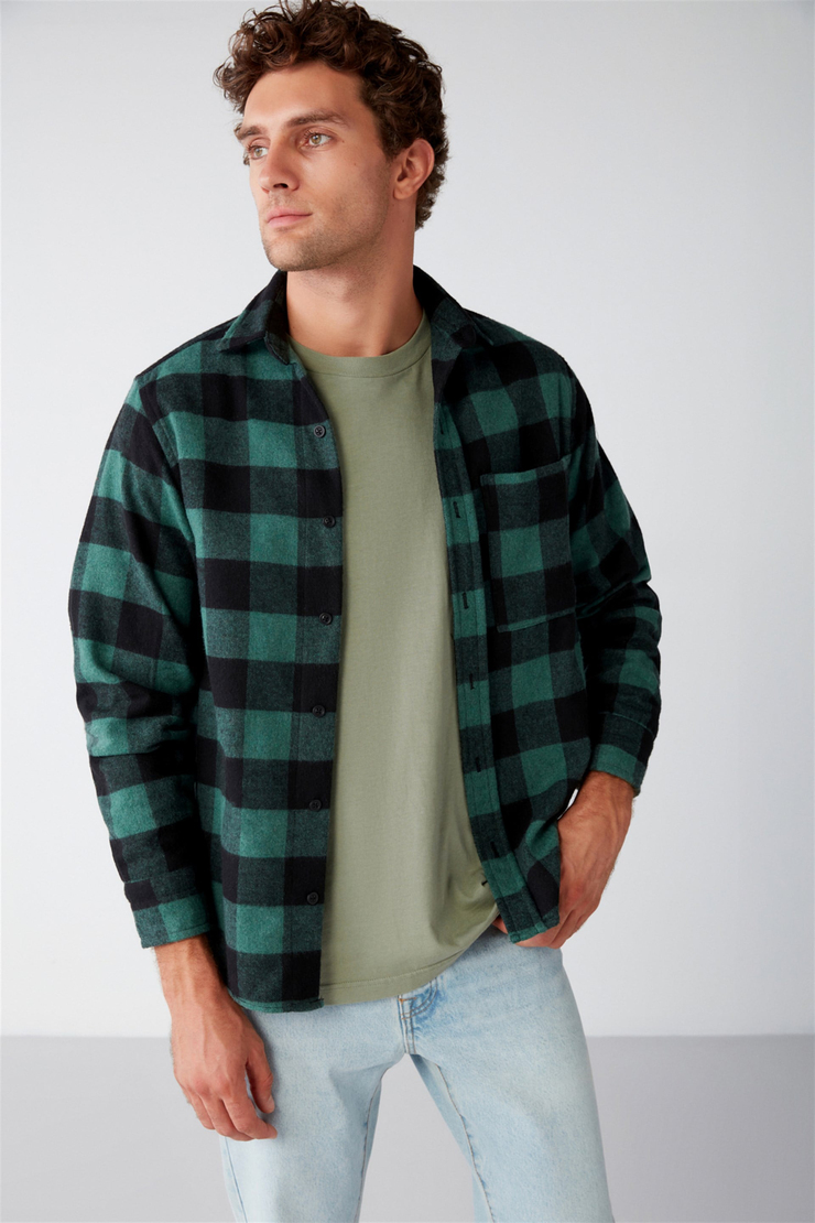 CULLEN Dokuma Oversize Fit Yeşil  Gömlek