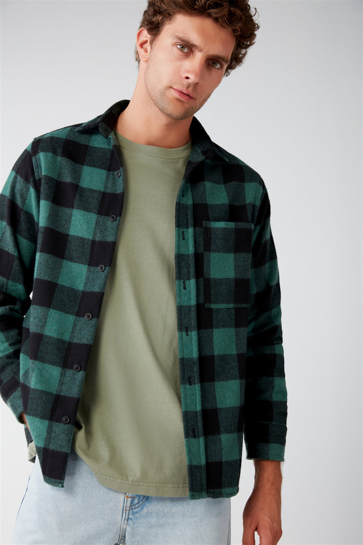 CULLEN Dokuma Oversize Fit Yeşil  Gömlek