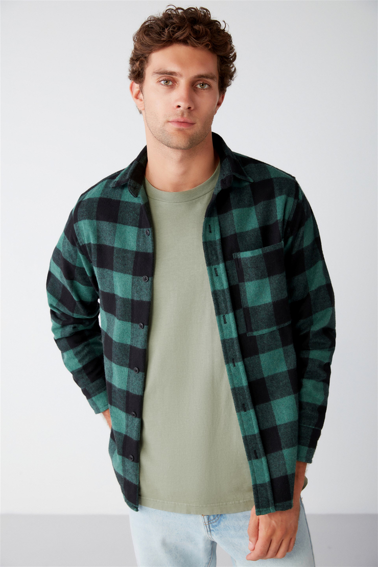 CULLEN Dokuma Oversize Fit Yeşil  Gömlek