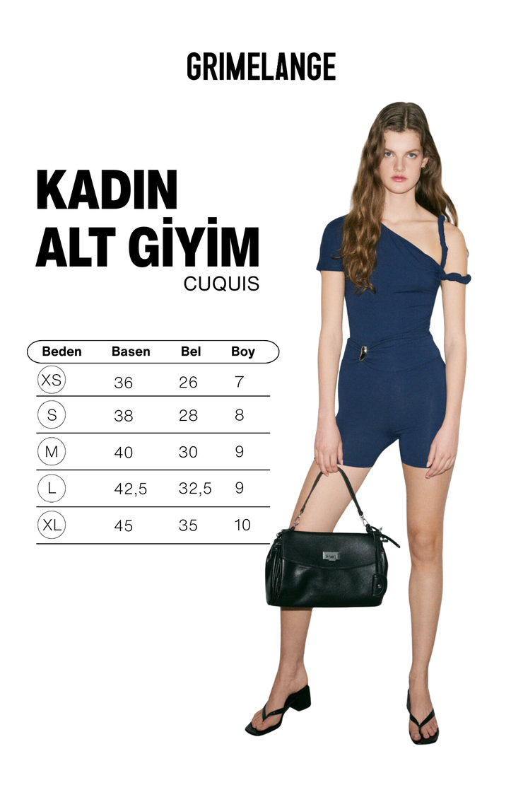 CUQUIS Kadın Yumuşak Ve Esnek Kumaşlı Toka Detaylı Slim Fit Lacivert Şort