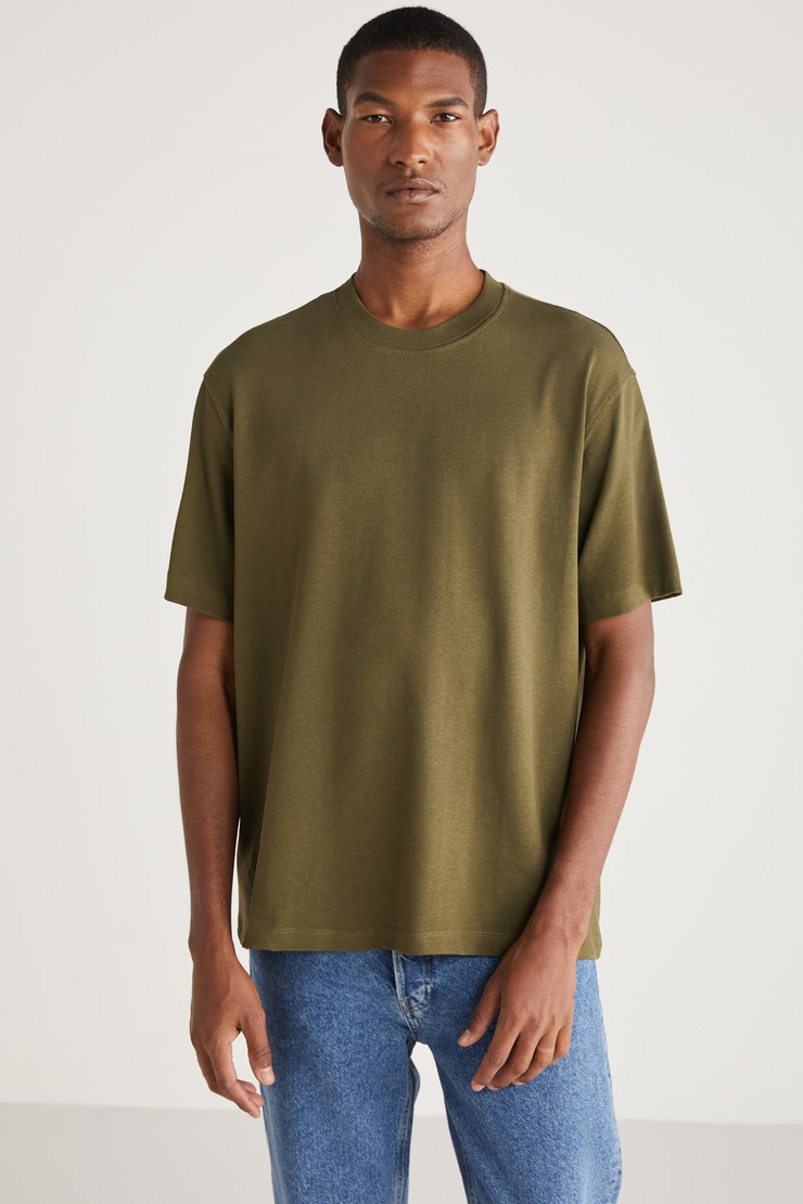 CURTİS Basic Relaxed Haki Tekli T-Shirt