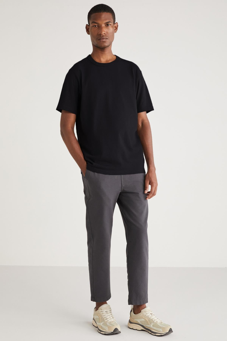 CURTİS Basic Relaxed Siyah Tekli T-Shirt