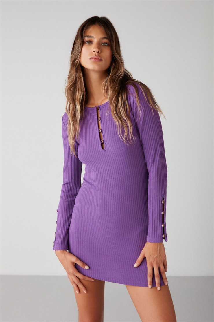 CUTIE Örme Bodycon Mor  Elbise