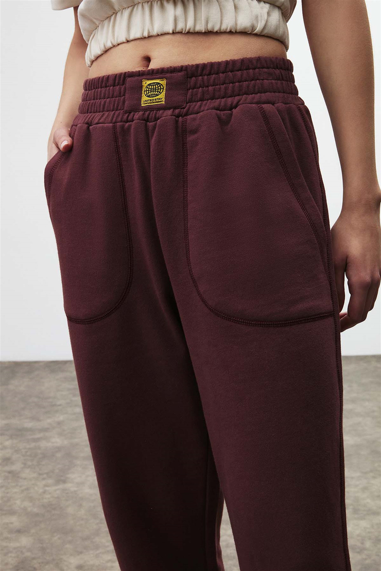 DAHLIA Örme Relaxed Fit Bordo  Eşofman Altı