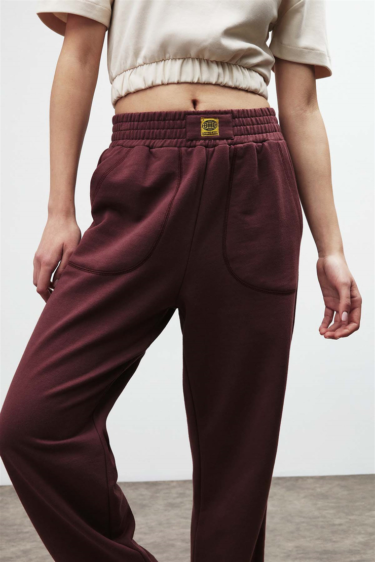 DAHLIA Örme Relaxed Fit Bordo  Eşofman Altı