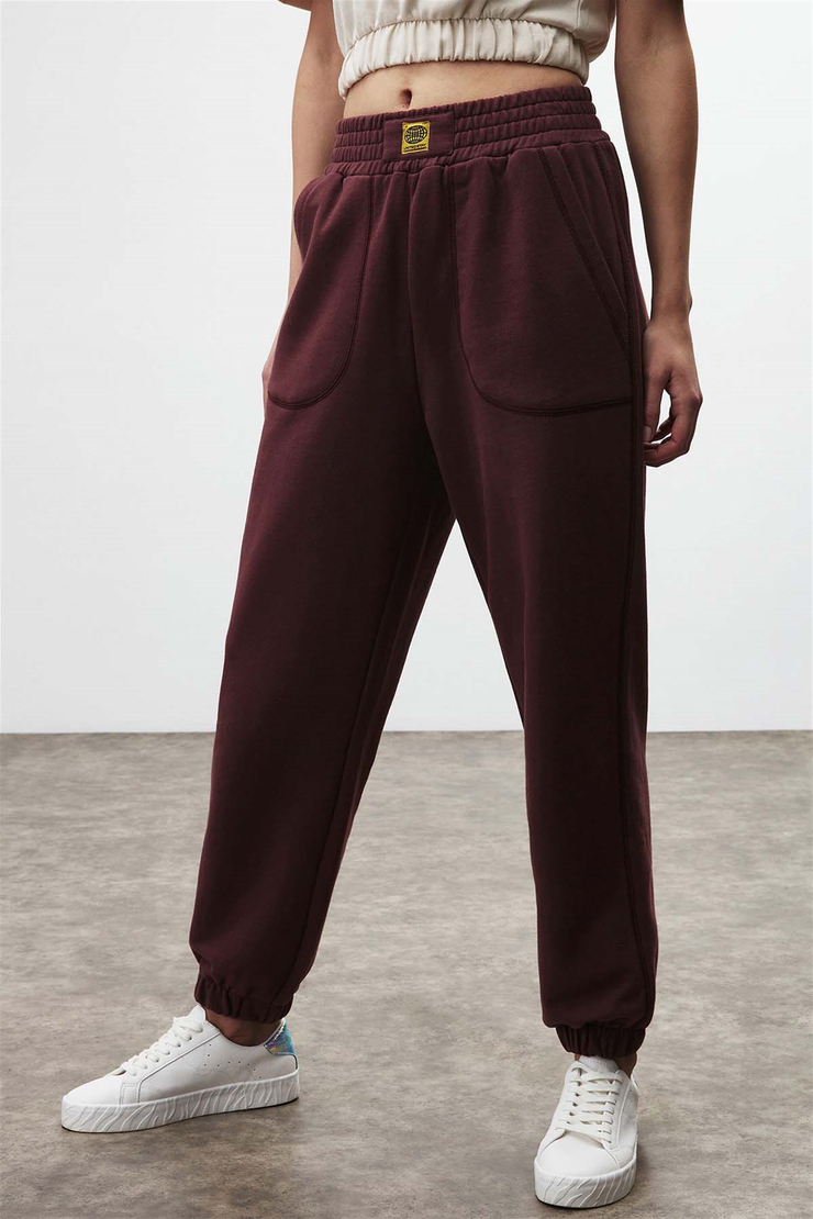 DAHLIA Örme Relaxed Fit Bordo  Eşofman Altı