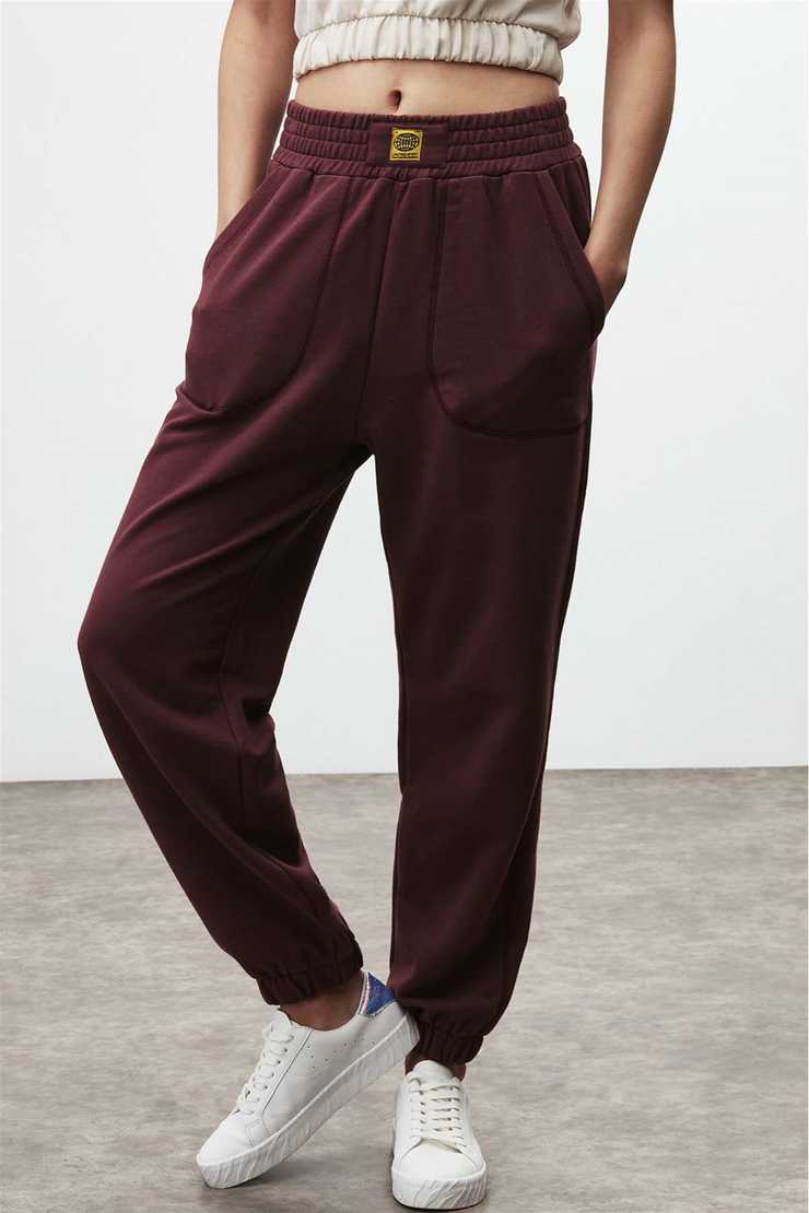 DAHLIA Örme Relaxed Fit Bordo  Eşofman Altı