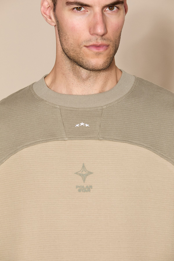 DAMIANO Erkek Organik Pamuklu Garnili Haki Sweatshirt