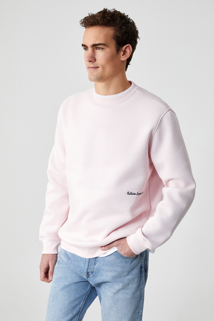 DANE Erkek Organik Kumaşlı Yumuşacık Pembe Sweatshirt