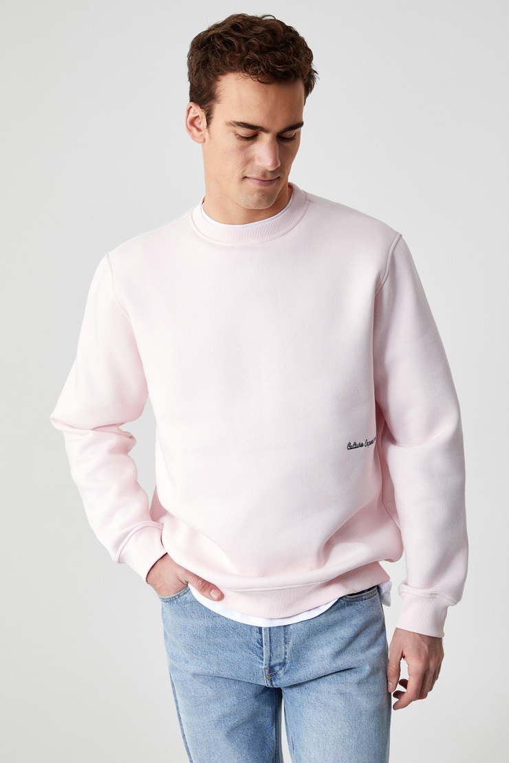 DANE Erkek Organik Kumaşlı Yumuşacık Pembe Sweatshirt