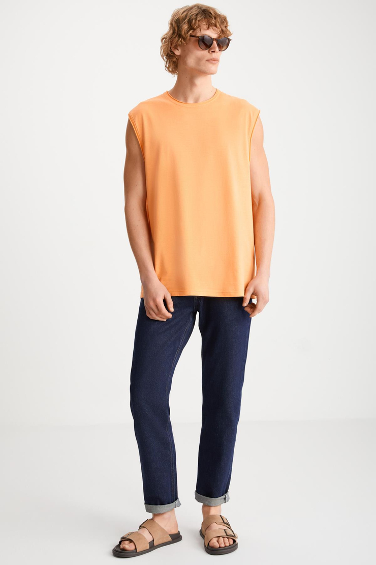 DANTE  Oversize Turuncu Tekli T-Shirt