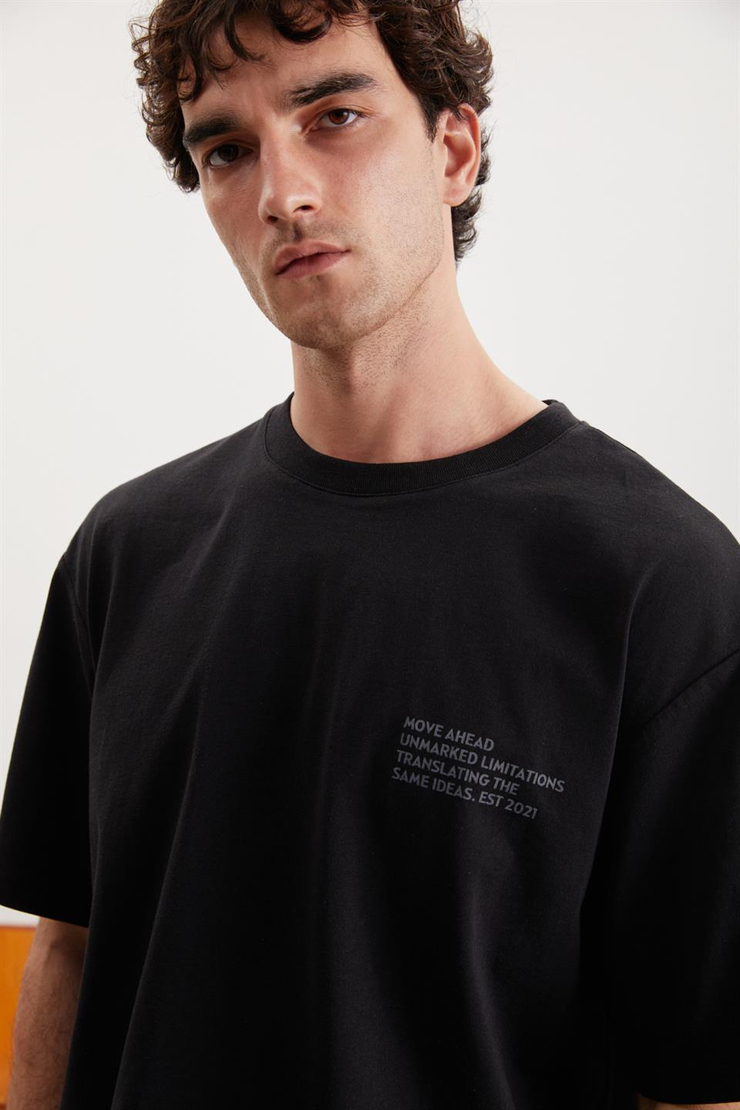 DARELL Örme Relaxed Siyah  T-Shirt