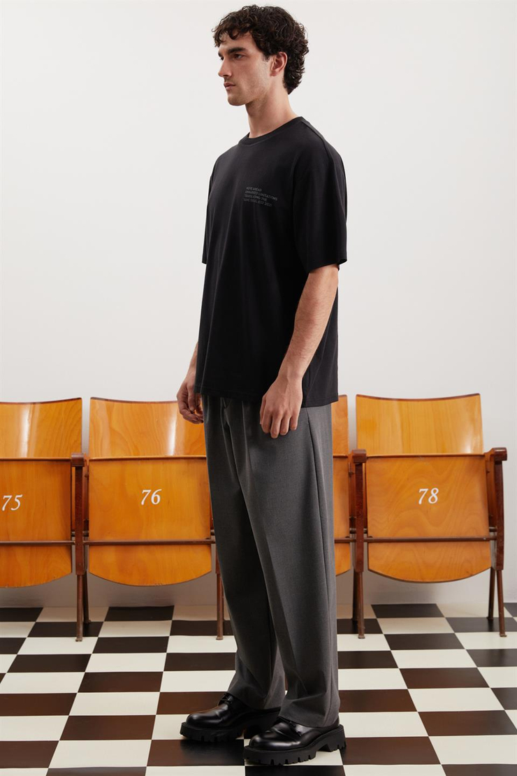 DARELL Örme Relaxed Siyah  T-Shirt