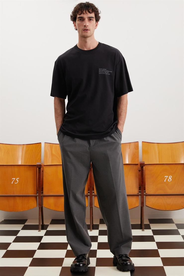 DARELL Örme Relaxed Siyah  T-Shirt