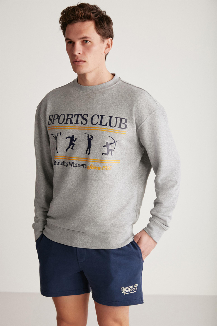 DARIAN Örme Relaxed Grimelanj Tekli Sweatshirt