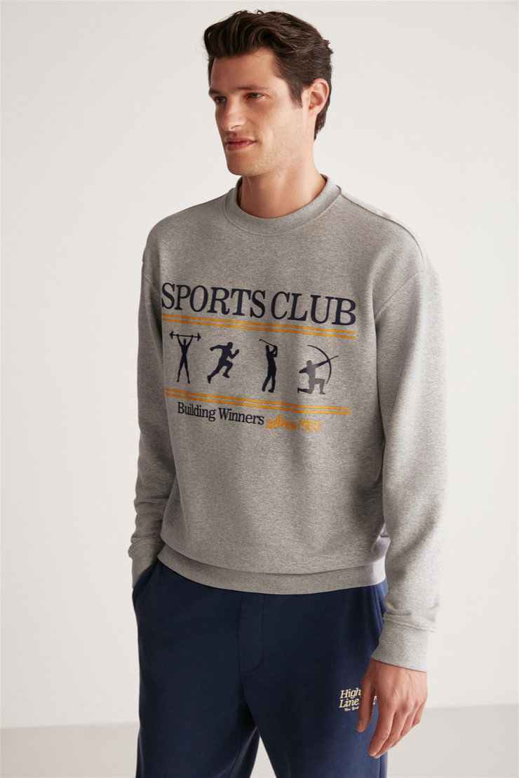 DARIAN Örme Relaxed Grimelanj Tekli Sweatshirt