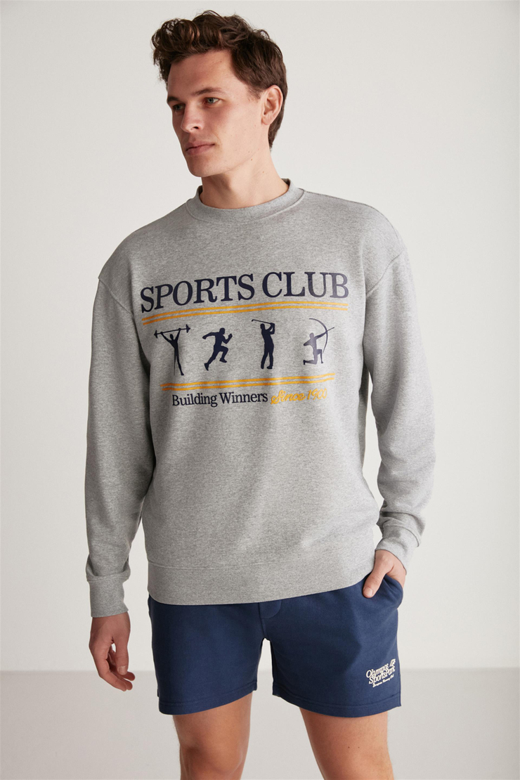 DARIAN Örme Relaxed Grimelanj Tekli Sweatshirt