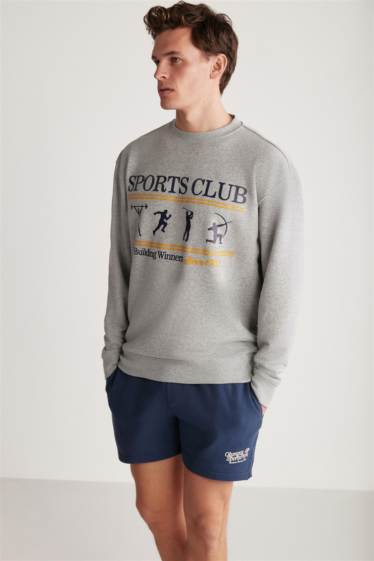 DARIAN Örme Relaxed Grimelanj Tekli Sweatshirt