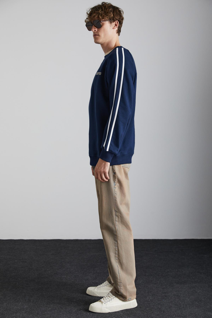 DARIUS Erkek 3 İplik İçi Şardonlu Lacivert Sweatshirt