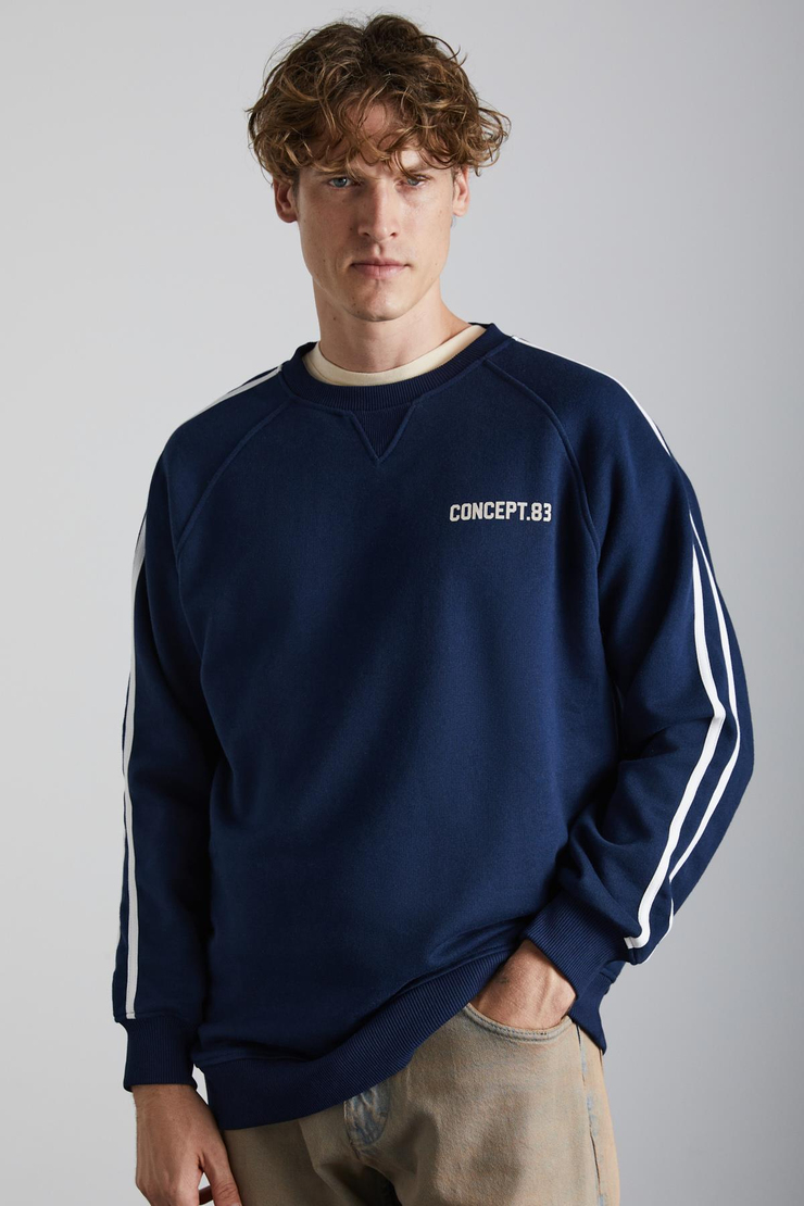 DARIUS Erkek 3 İplik İçi Şardonlu Lacivert Sweatshirt