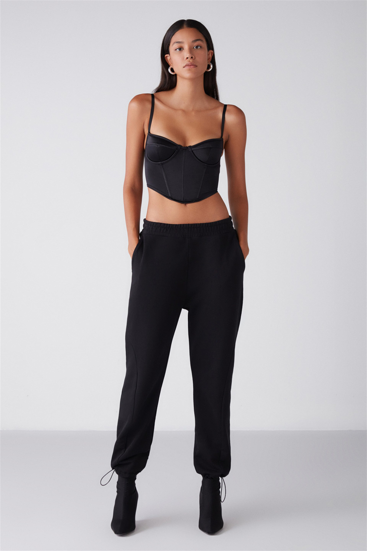 DASHA Örme Loose Jogger Siyah  Eşofman Altı