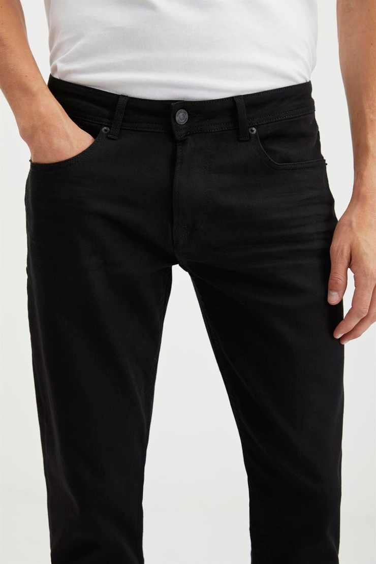 DAVIN  Slim Fit Siyah Tekli Jeans