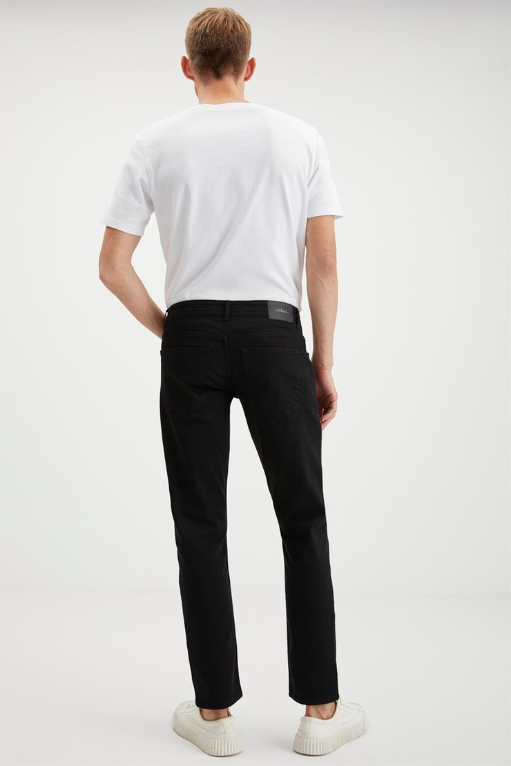 DAVIN  Slim Fit Siyah Tekli Jeans