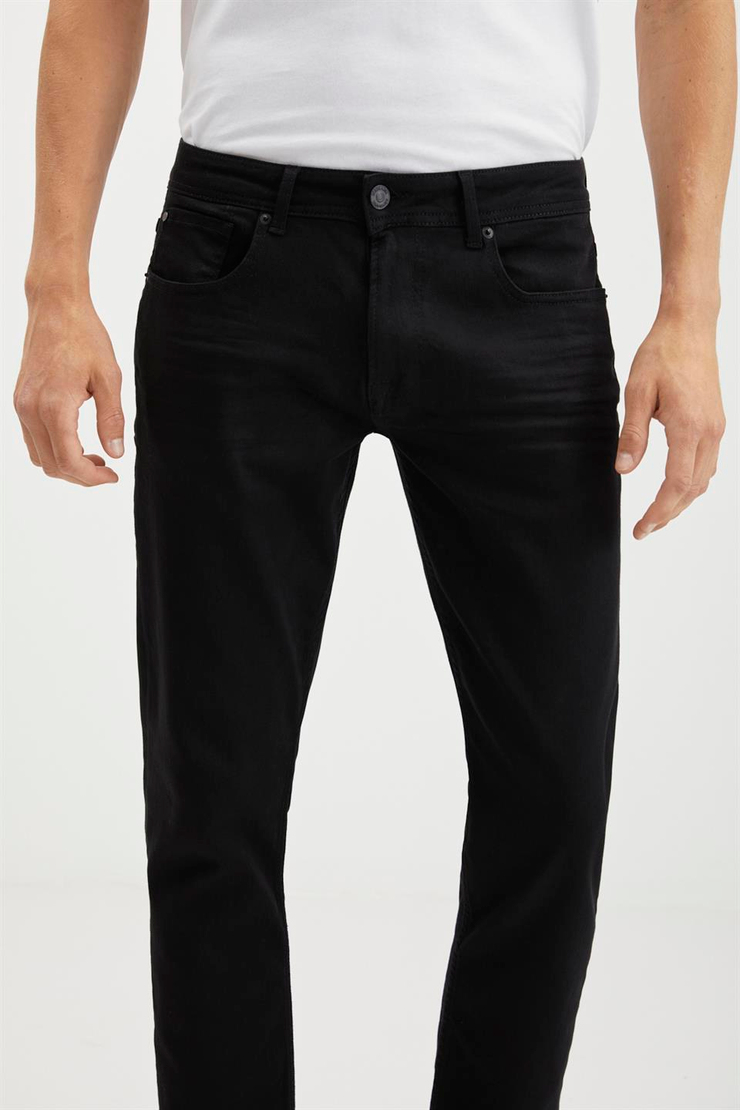 DAVIN  Slim Fit Siyah Tekli Jeans
