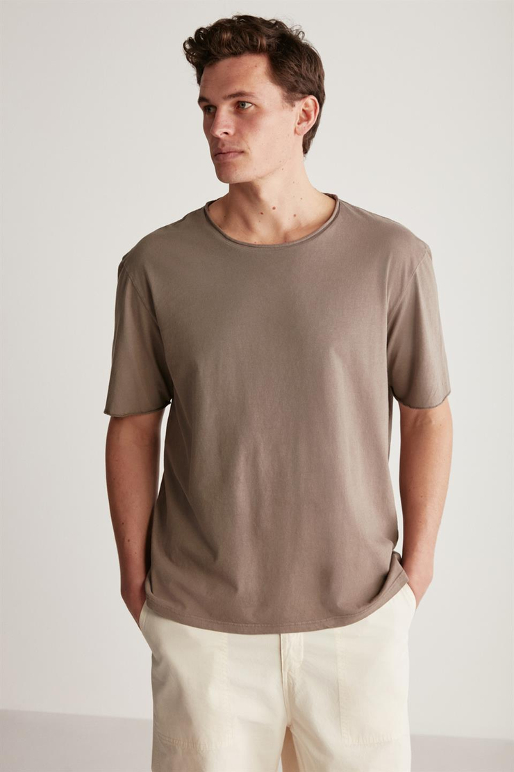 DAVINSON Örme Oversize Kahverengi  T-Shirt