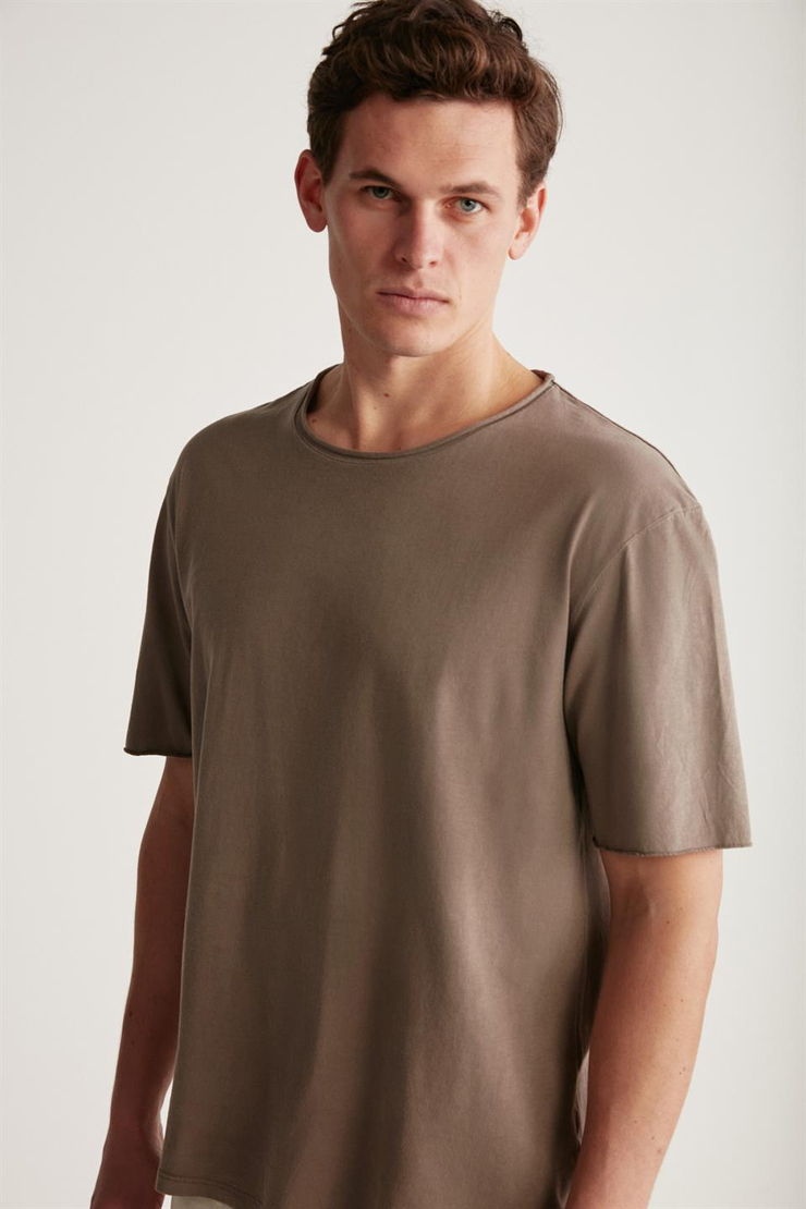 DAVINSON Örme Oversize Kahverengi  T-Shirt