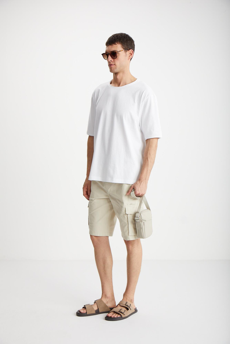 DAVINSONO  Relaxed Beyaz Tekli T-Shirt