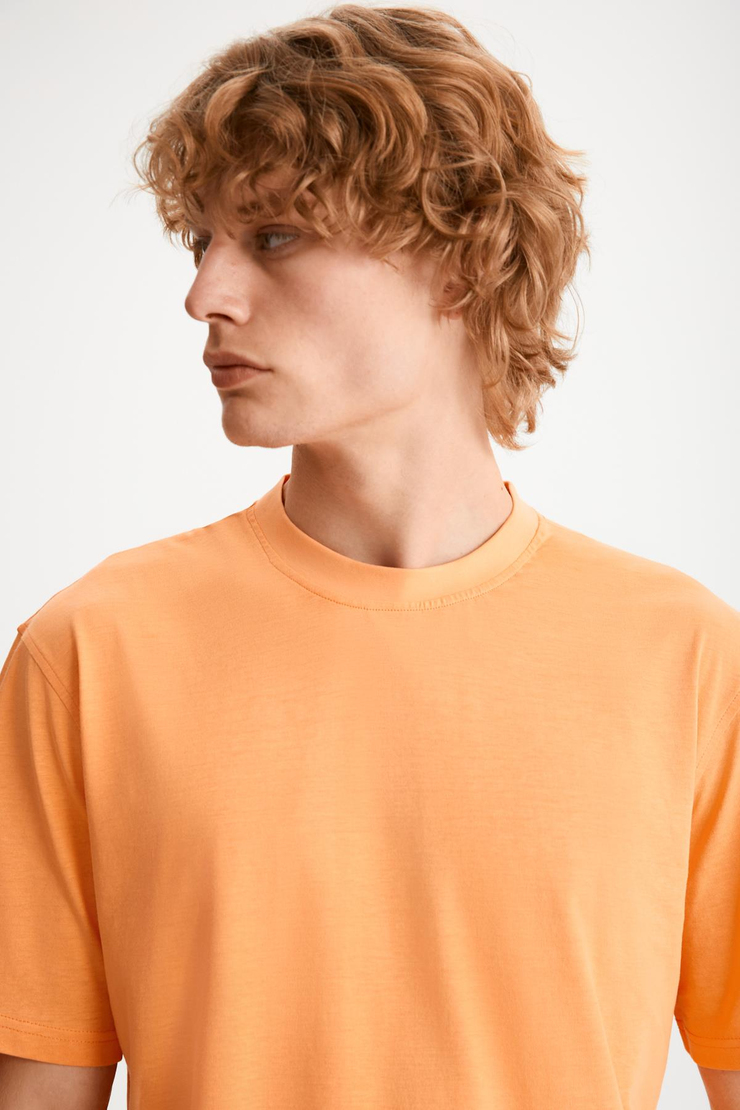 DAVINSONO  Relaxed Turuncu Tekli T-Shirt